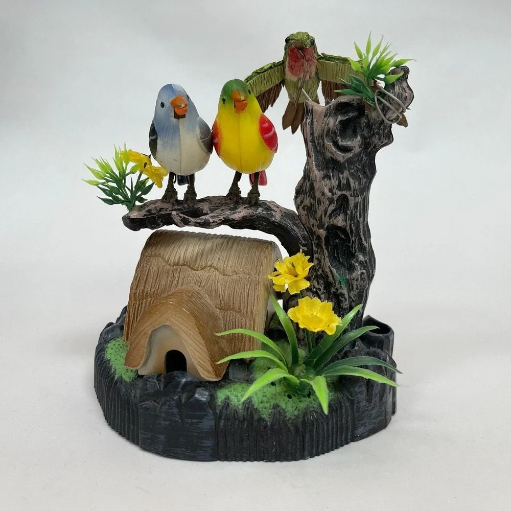 Realistic Talking‎ Birds Battery Operated Pen Holder Desktop Gift 6 1/4